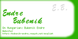 endre bubenik business card